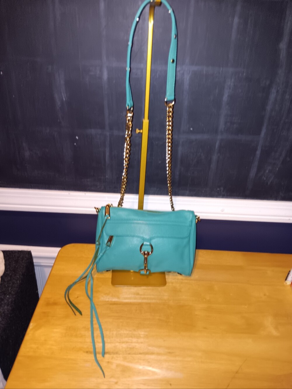 Rebecca Minkoff Teal Leather Crossbody Chain Bag